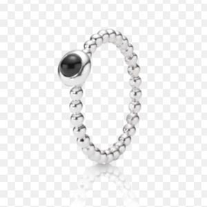Pandora Stackable Silver Ring with Black Stone